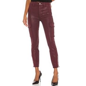 New 7 For All Mankind Coated Cargo Ankle Zip Skinny Pants Merlot Size 27